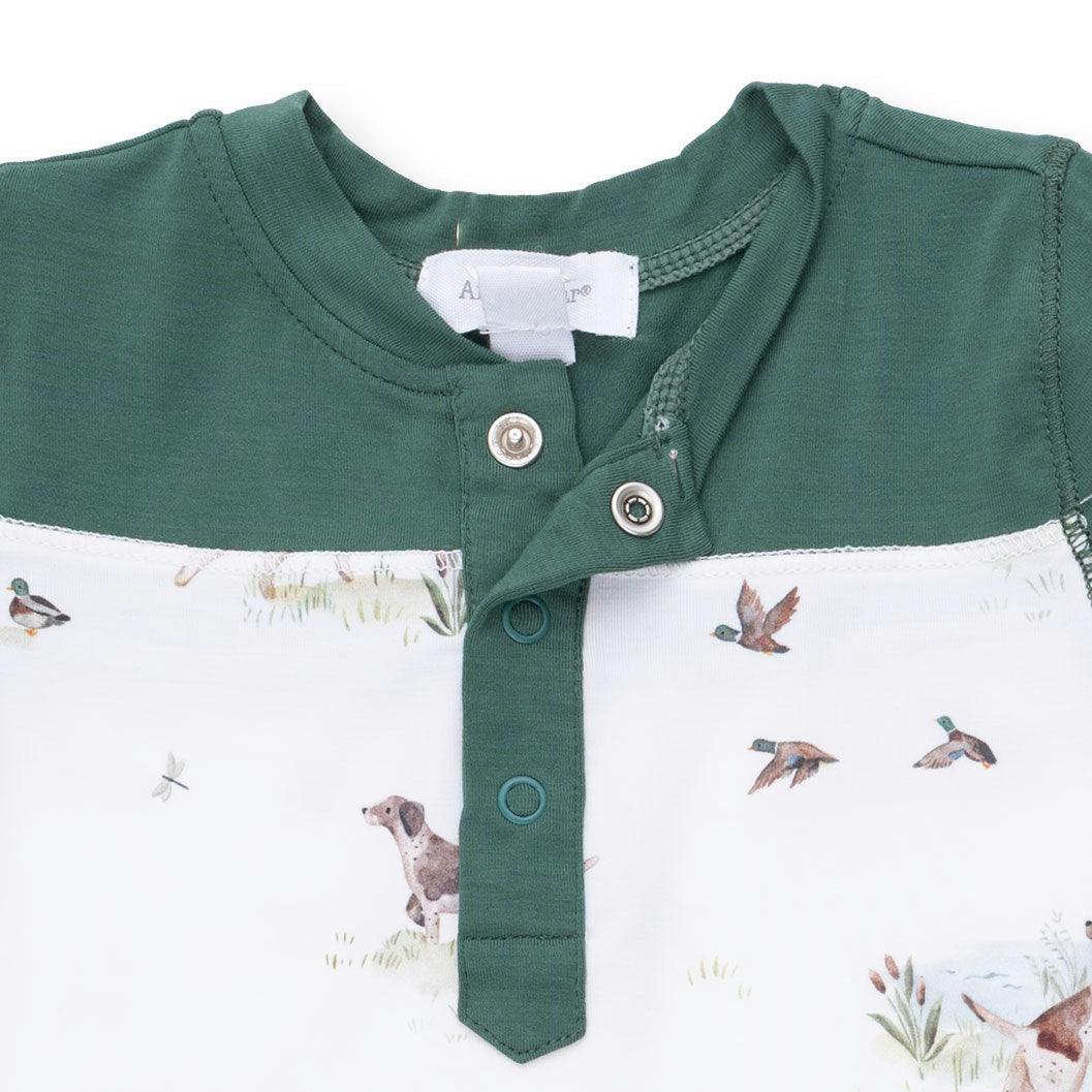 Pointer Pups and Duck Buddies - Romper with Contrast Sleeves