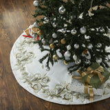 Imperial Design Hand Beaded Christmas Tree Skirt on Cream Silk- Large - 60"