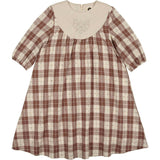 Embroidered Windowpane Long Sleeve Dress