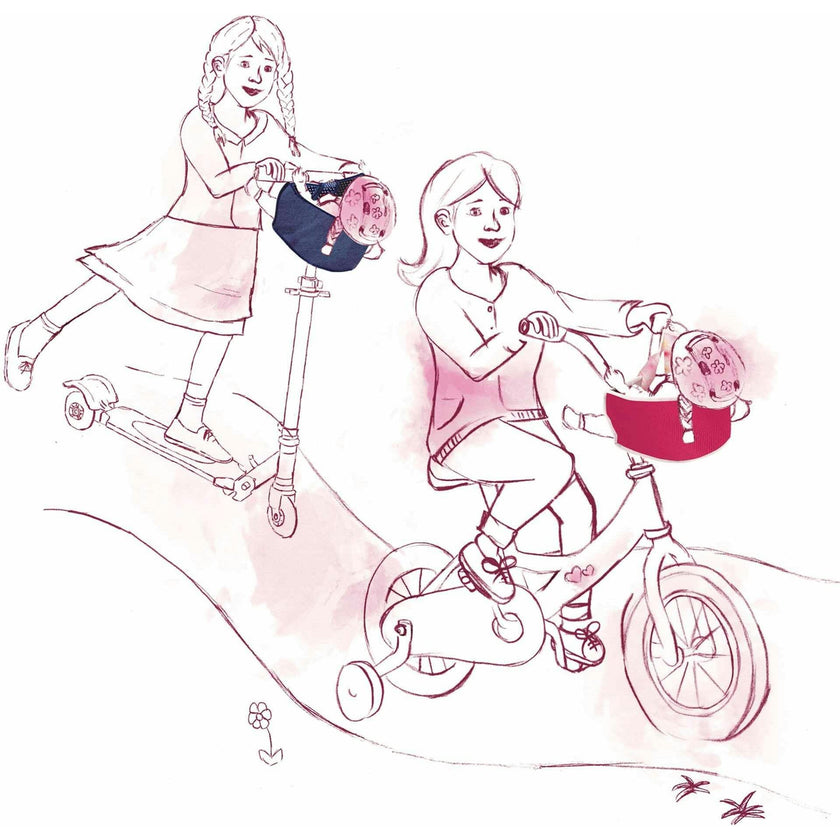 Bike Seat Blue Clouds for Dolls up to 20" Attaches to Handlebars of Any Size Bike (No Hardware Needed)