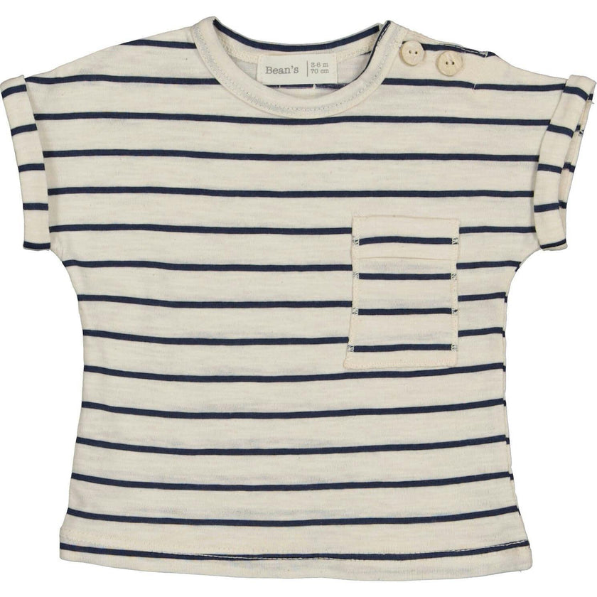 Striped Short Folded Sleeve T-Shirt
