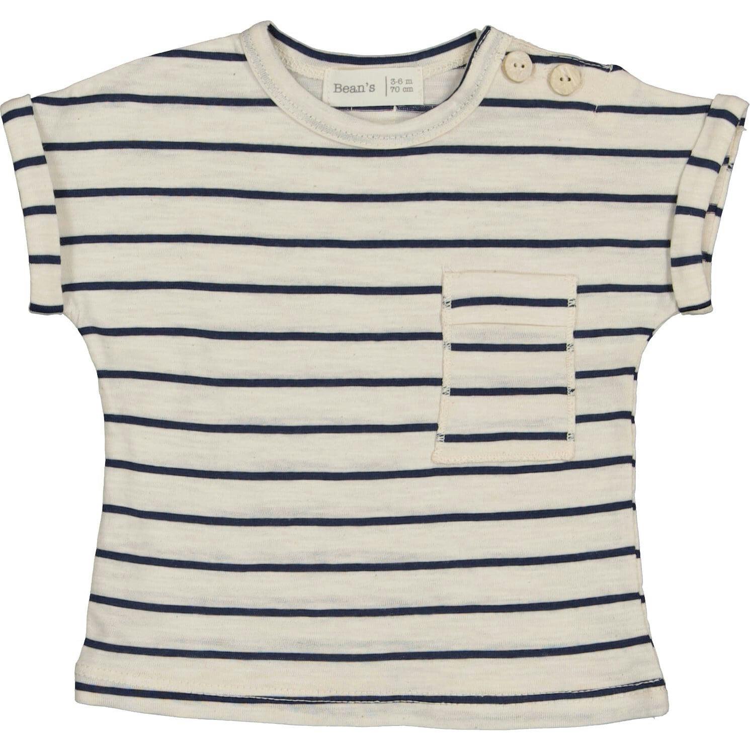 Striped Short Folded Sleeve T-Shirt