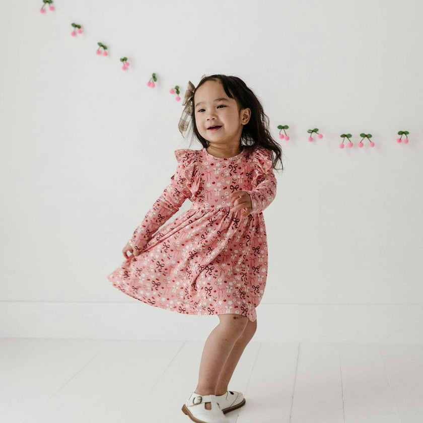 Girl's Long Sleeve Ruffle Dress