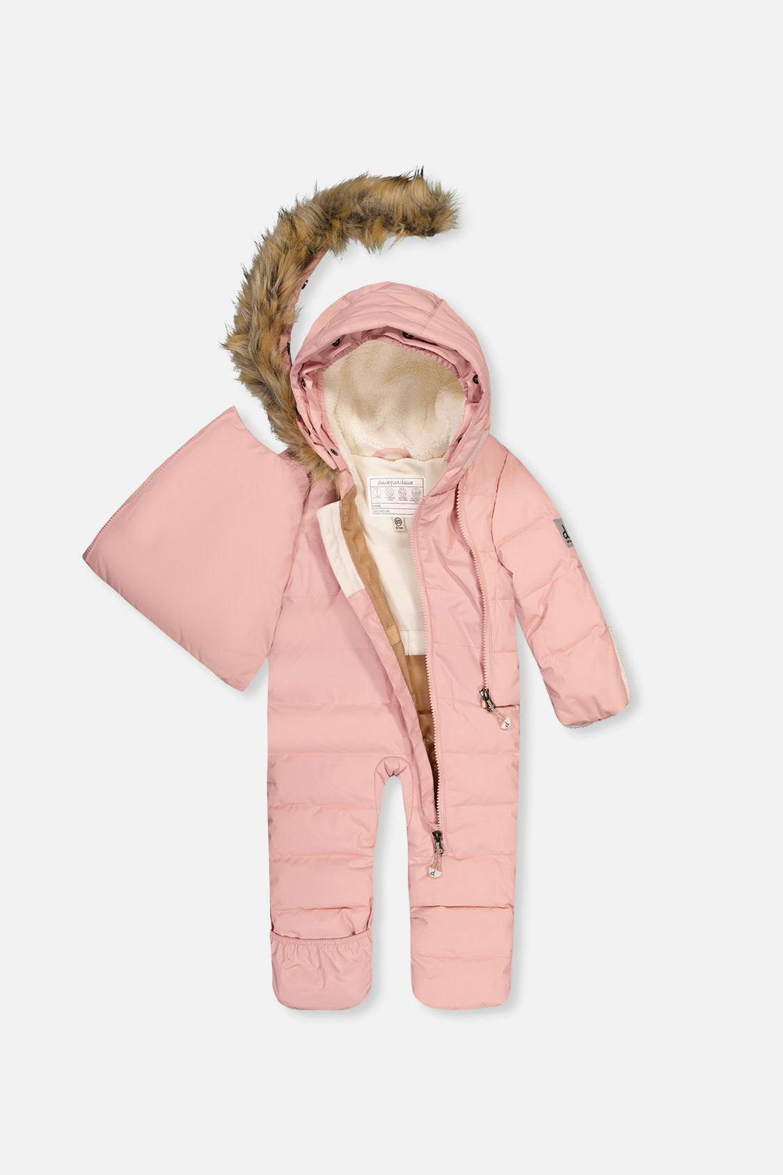 Baby Snug One Piece Snowsuit Adapted For Car Seats Pale Dusty Pink
