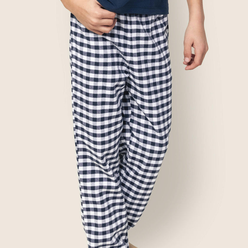 Kid's Twill Pajama Pants in Navy Gingham