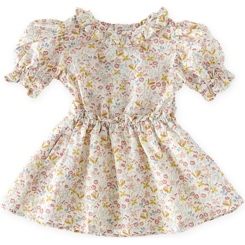 Ruffle Puff Sleeve Dress, White