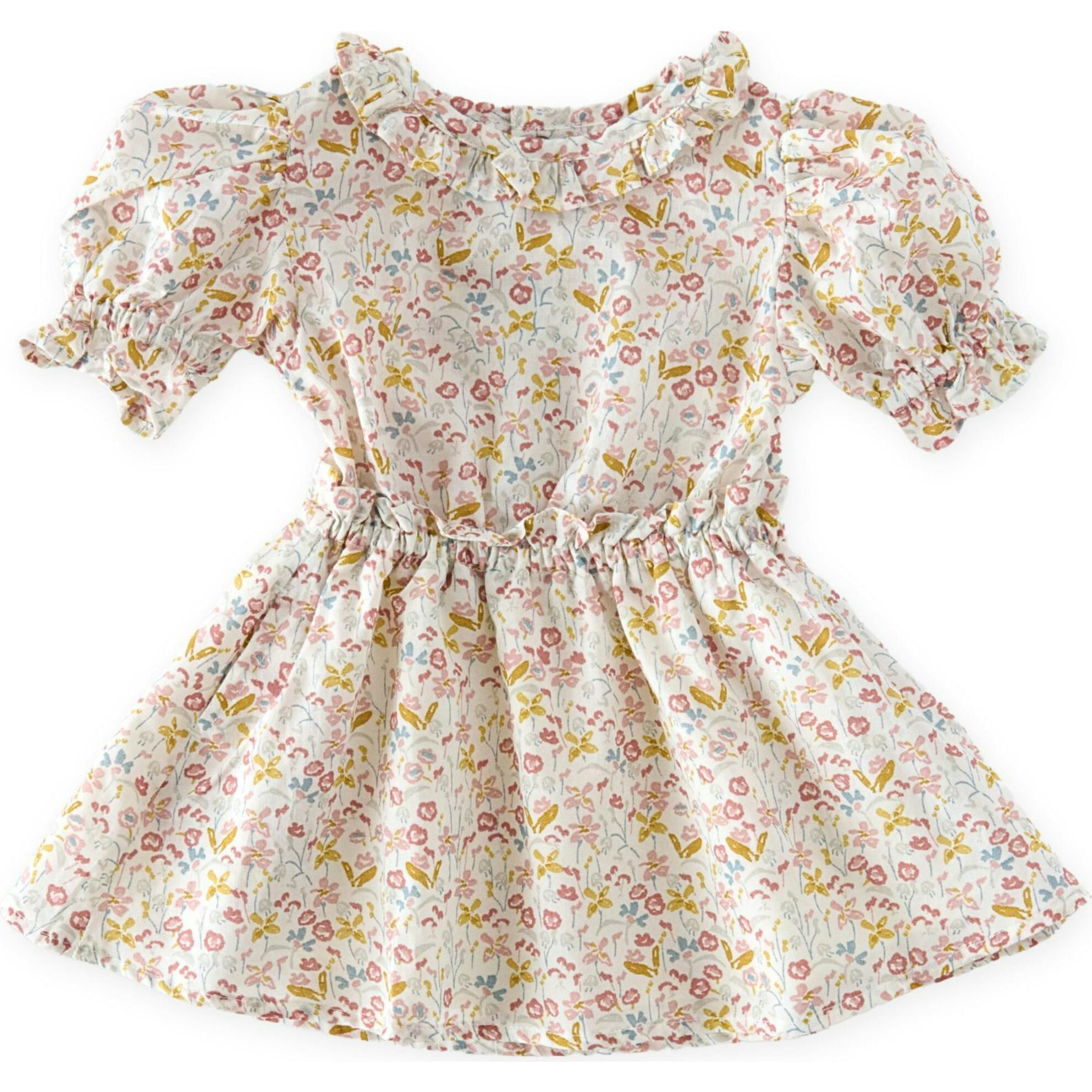 Ruffle Puff Sleeve Dress, White