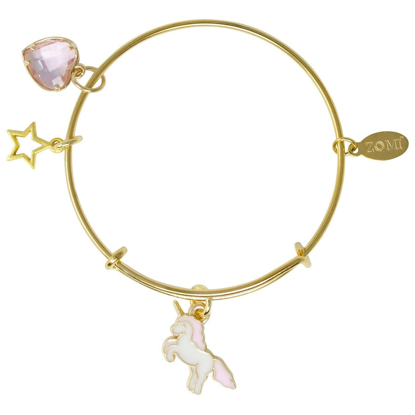Flying & Heart Gold Bangle Bracelet