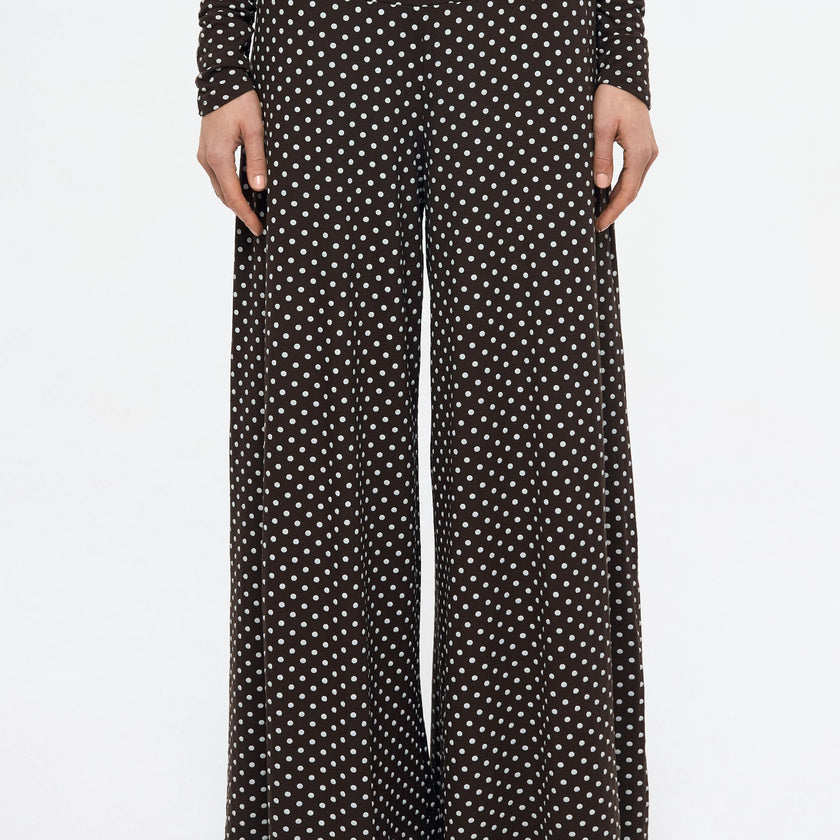 women's palazzo pants - choco dots