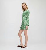 The Longsleeve Viola Dress - Green Delft Bouquet