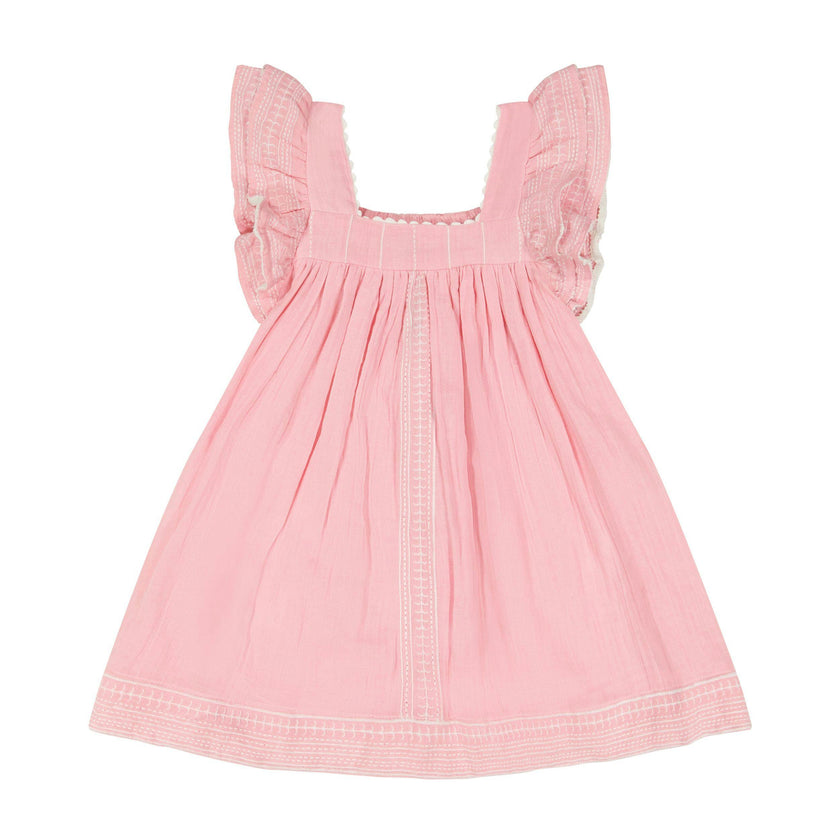 Serena Girls Tassel Dress Pink Embroidery, Pink Embroidery