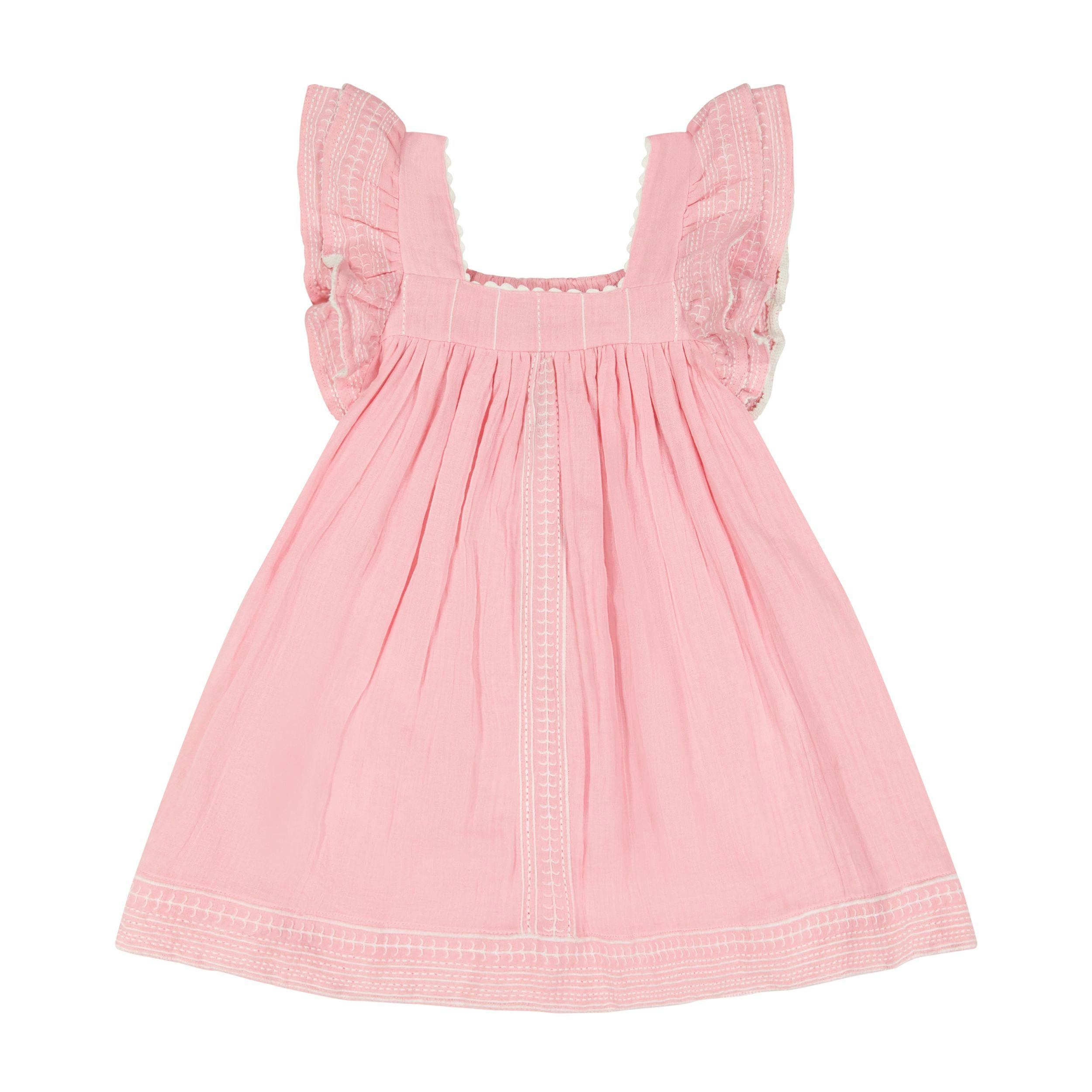 Serena Girls Tassel Dress Pink Embroidery, Pink Embroidery