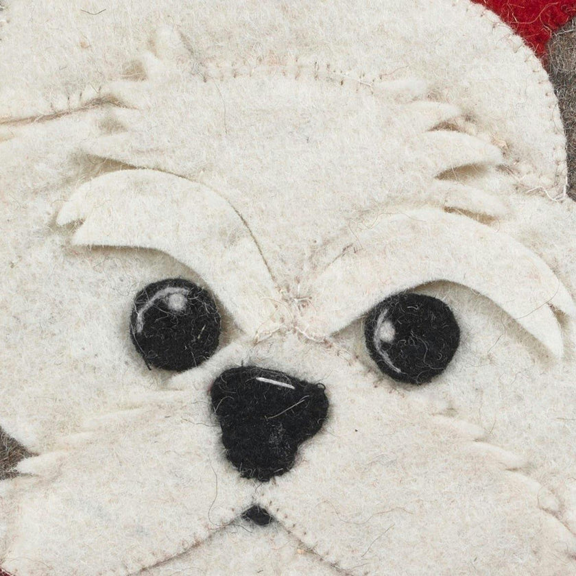 Hand Felted Wool Christmas Pillow - Dog Box - 20" Arcadia Home