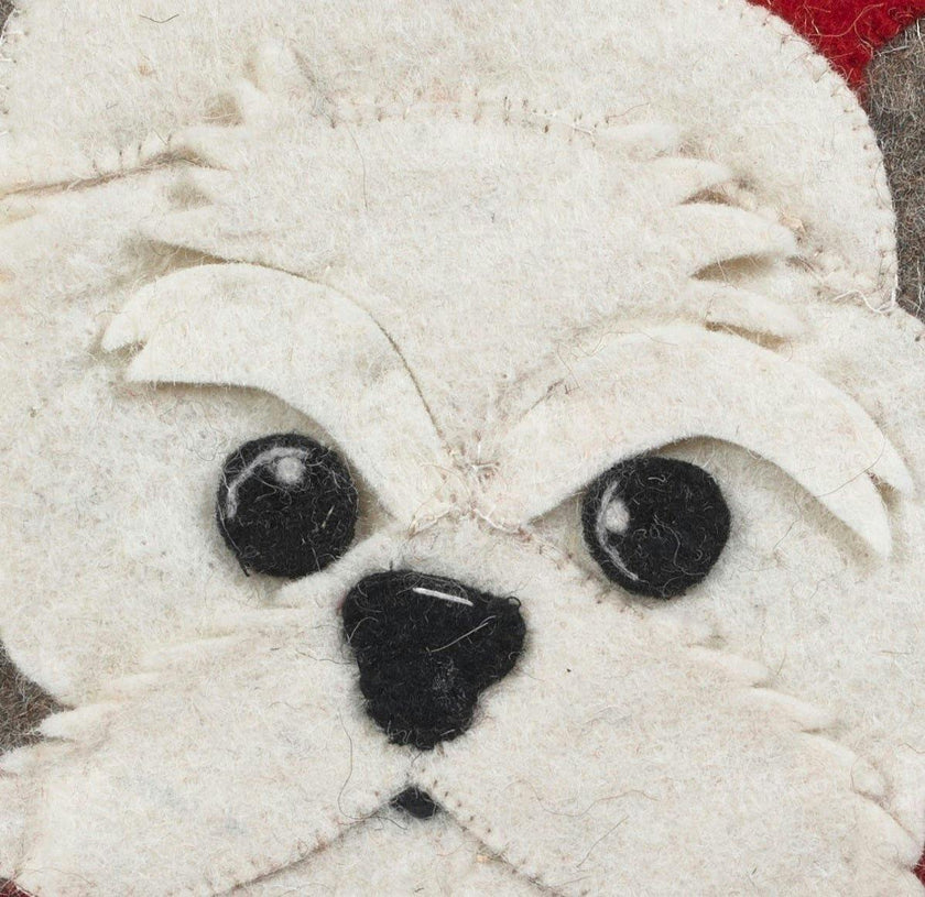 Hand Felted Wool Christmas Pillow - Dog Box - 20"