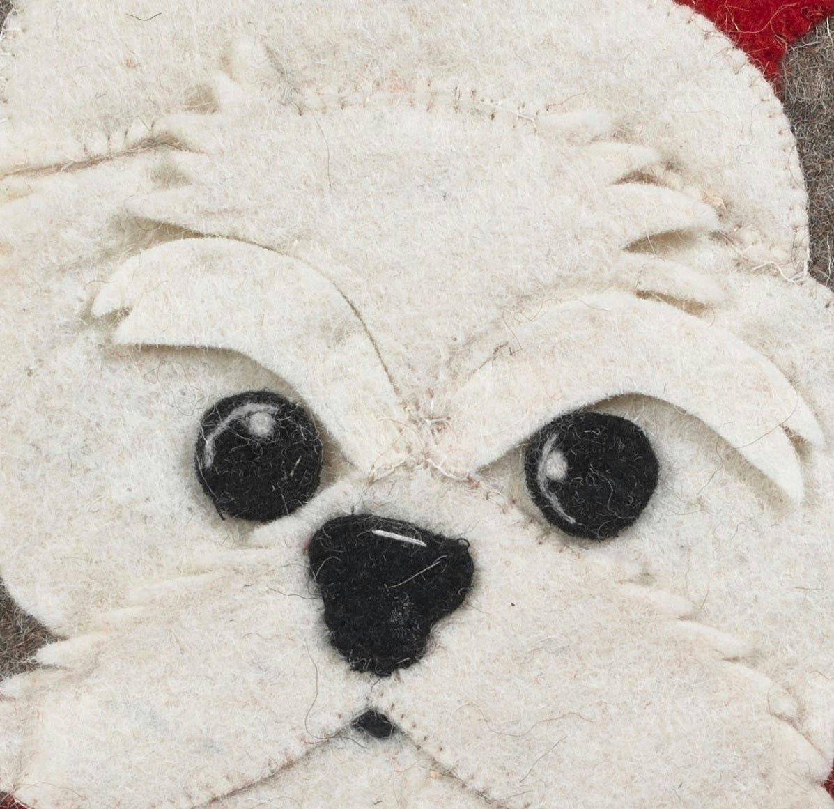 Hand Felted Wool Christmas Pillow - Dog Box - 20