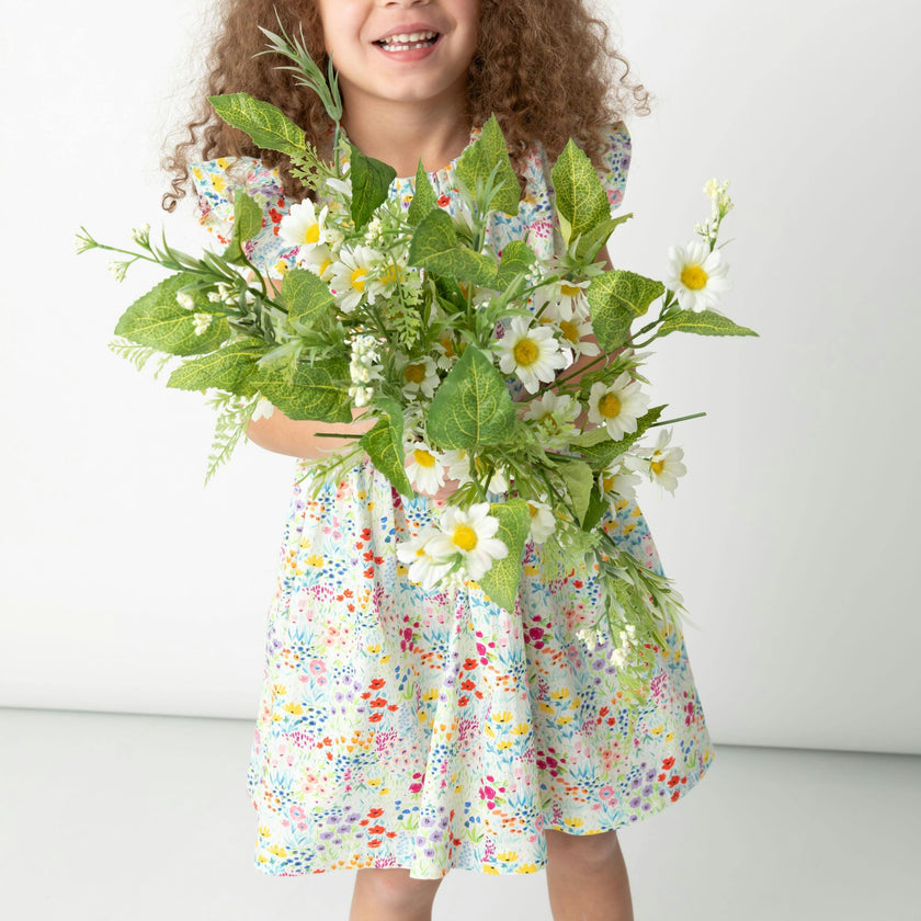 Spring Flowers Ruffle Dress