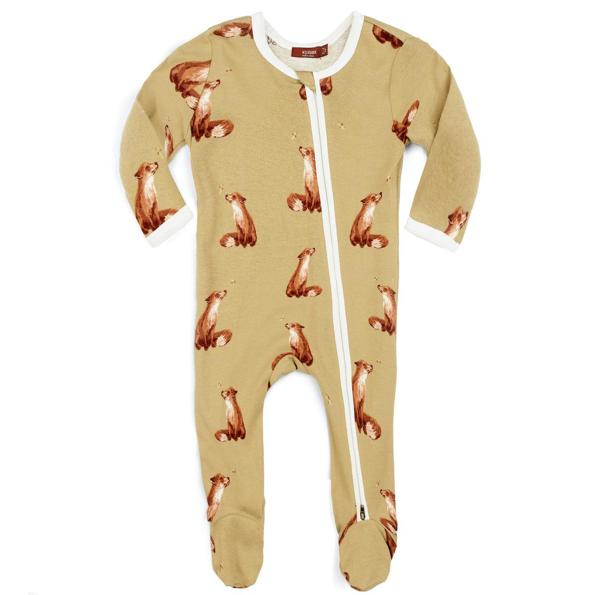 Gold Organic Cotton Zipper Footed Romper