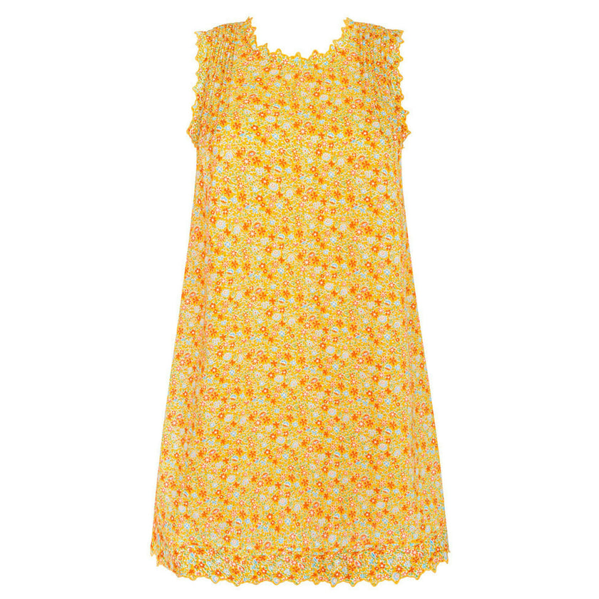 women's marigold floral pintuck dress