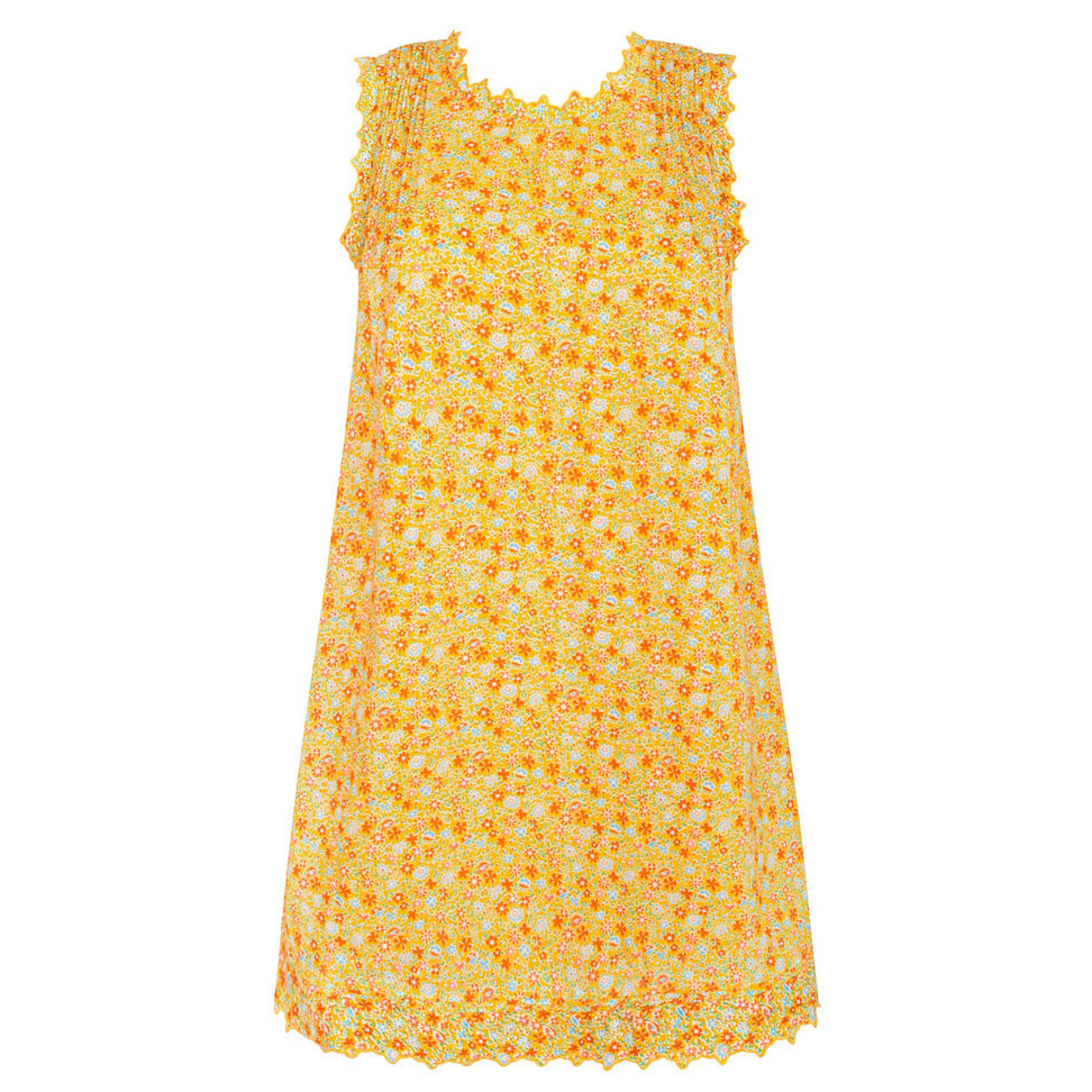 women's marigold floral pintuck dress