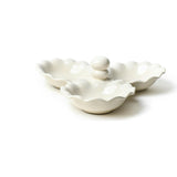 Signature White Ruffle Three Bowl Server
