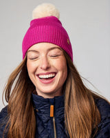 Knit Pom Hat in Hot Pink