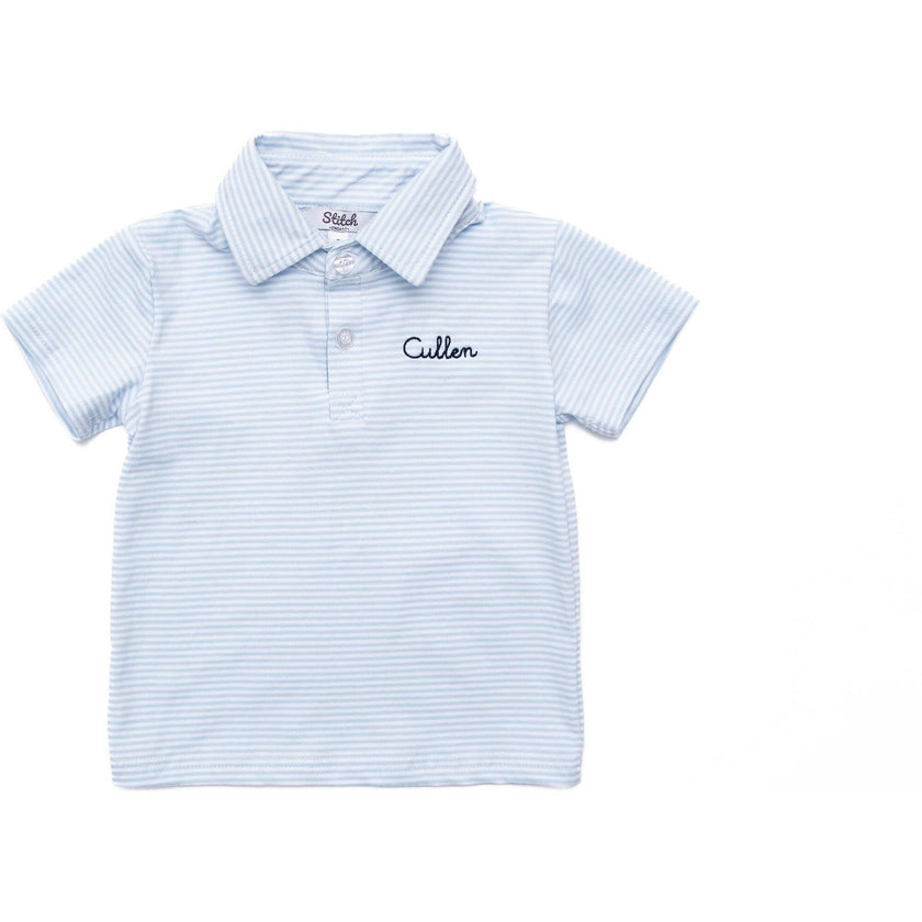 Custom Embroidered Striped Cotton Polo Shirt