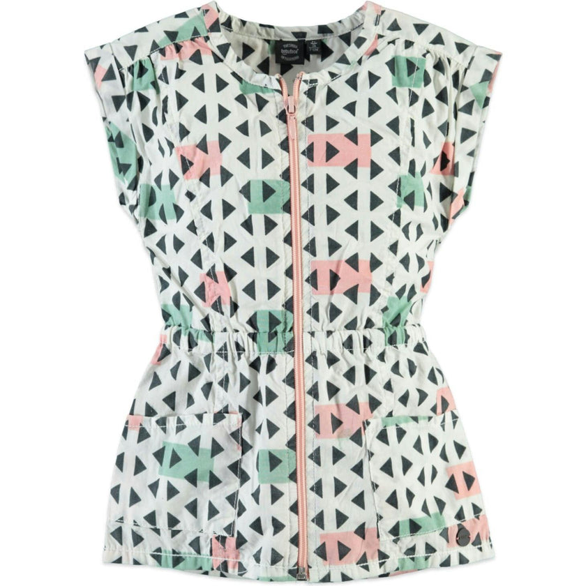 Abstract Triangular Print Short Sleeve Dress