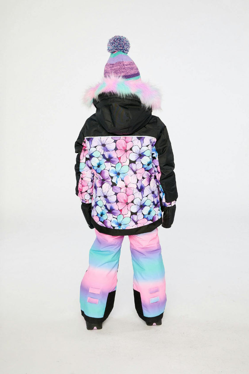 Two Piece Play Snowsuit Purple Floral Print with Gradient Pants