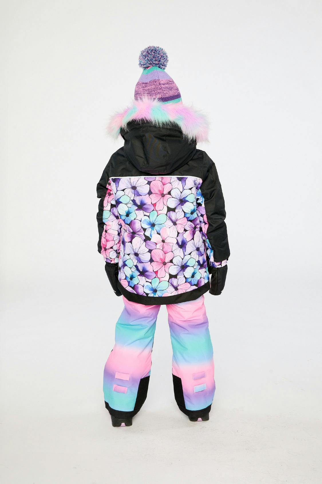 Two Piece Play Snowsuit Purple Floral Print with Gradient Pants