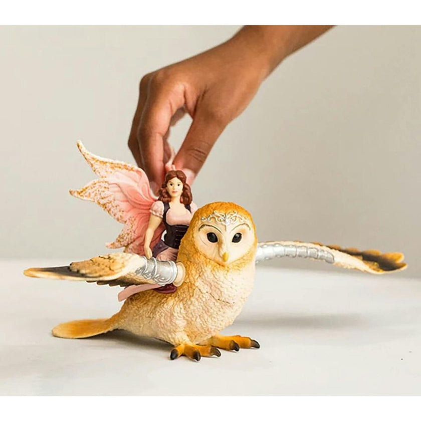 Schleich Bayala: Fairy In Flight On Glam-Owl  - 2pc Figurine Playset