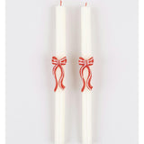 Red Stripy Bow Table Candles