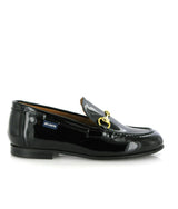 Patent Leather Teresa Buckle Loafers, Black