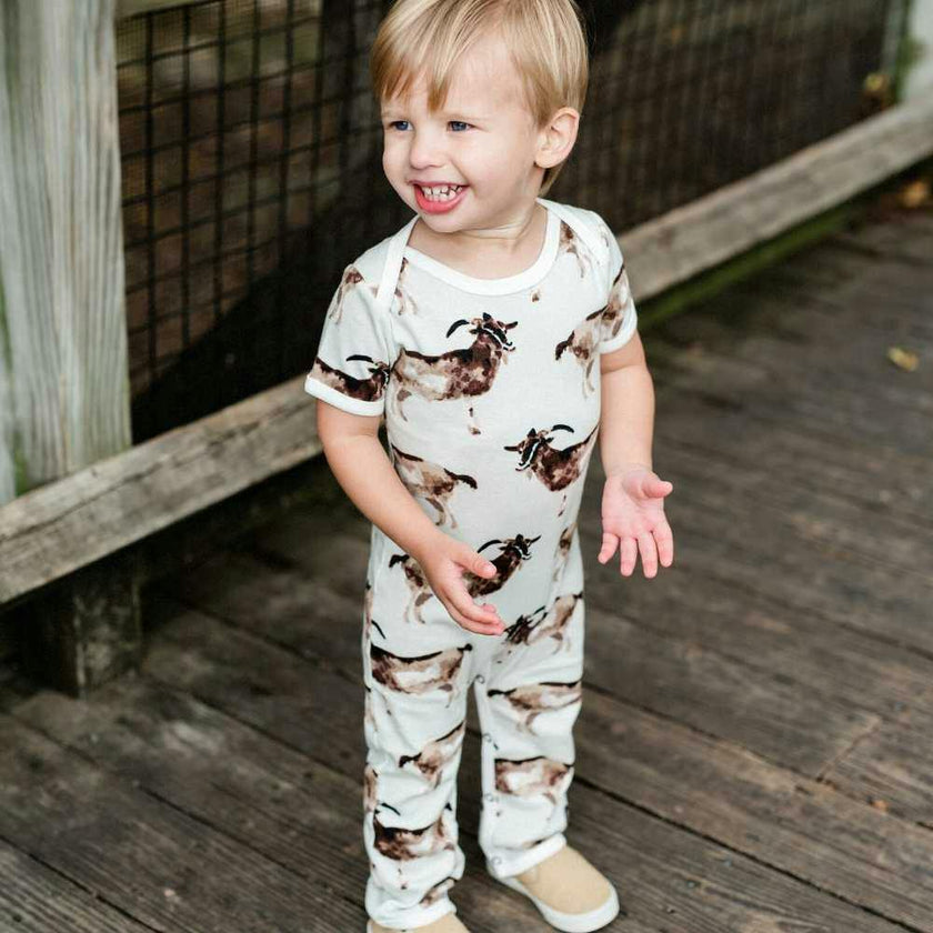 Orange Giraffe Bamboo Romper