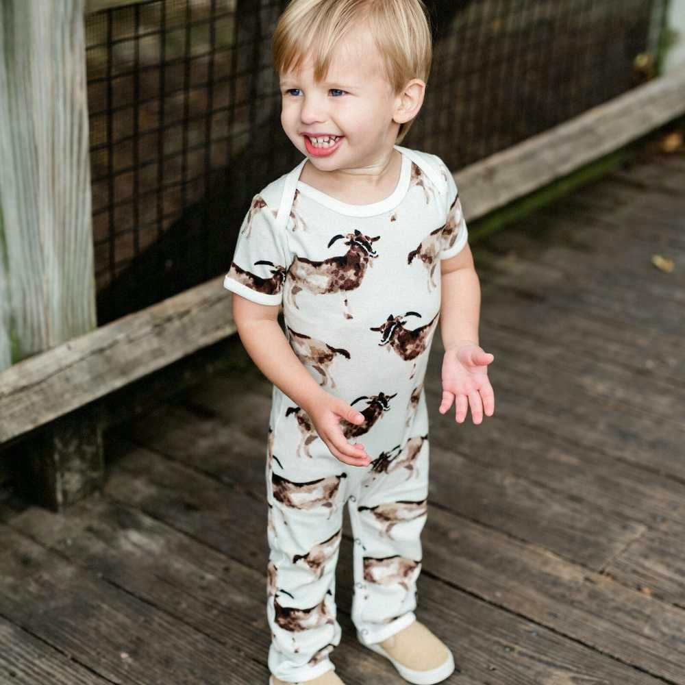 Orange Giraffe Bamboo Romper