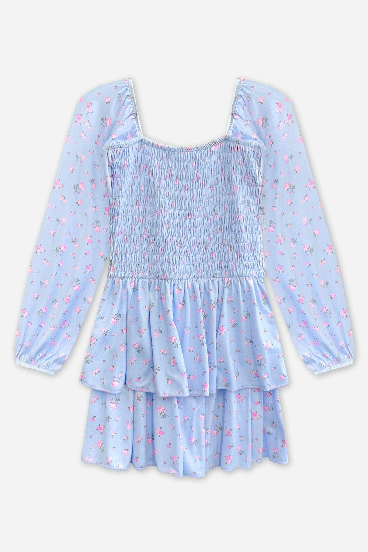Simply Soft Long Sleeve Smocked Ruffle Skirt Dress