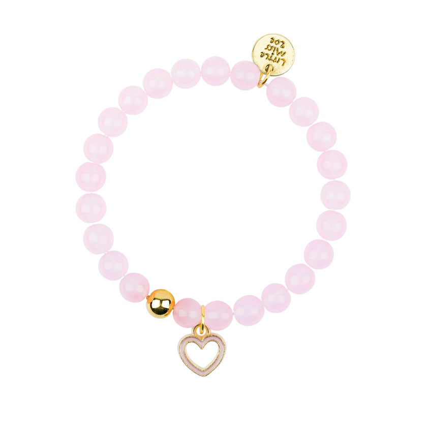 Gemstone Bracelet With Heart Enamel Charm