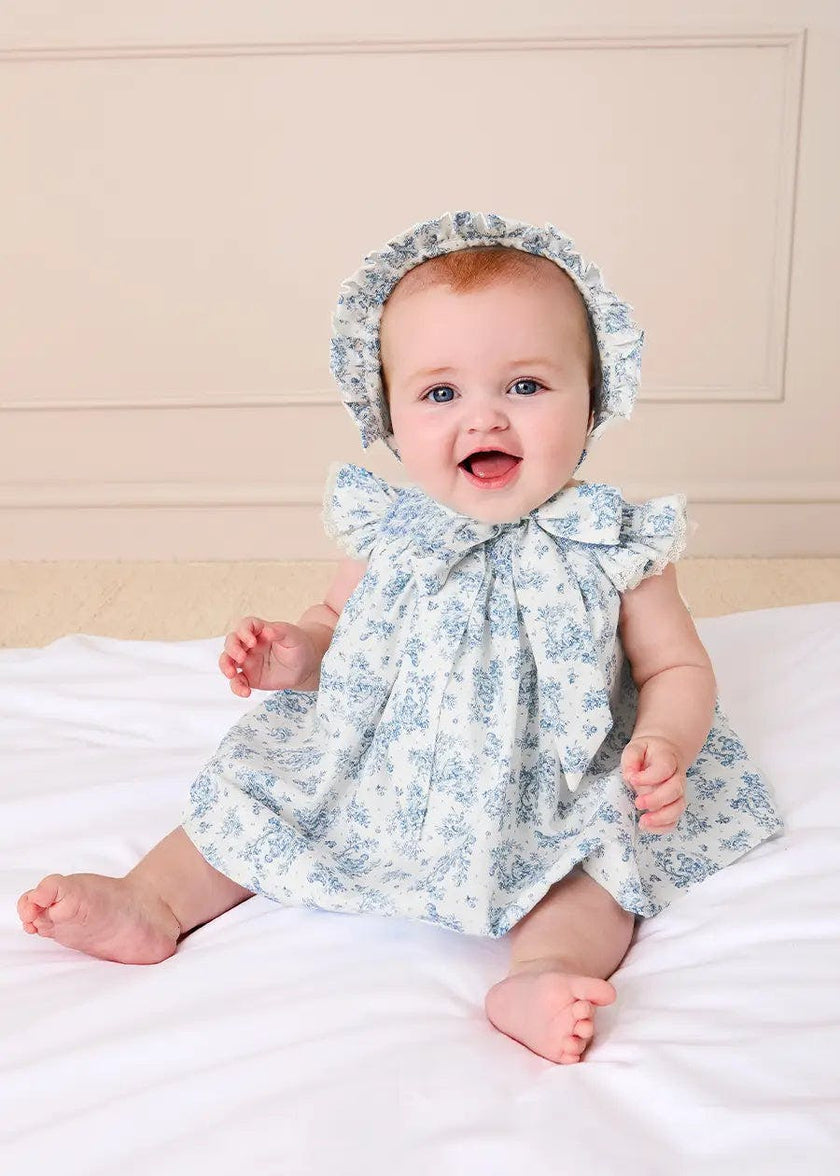 Audrey Toile Hand Smocked Bonnet in Blue (XS-L)
