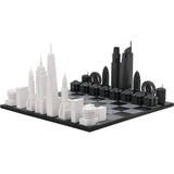 Chess Set Acrylic NEW YORK vs LOS ANGELES with Marble Hatch Board
