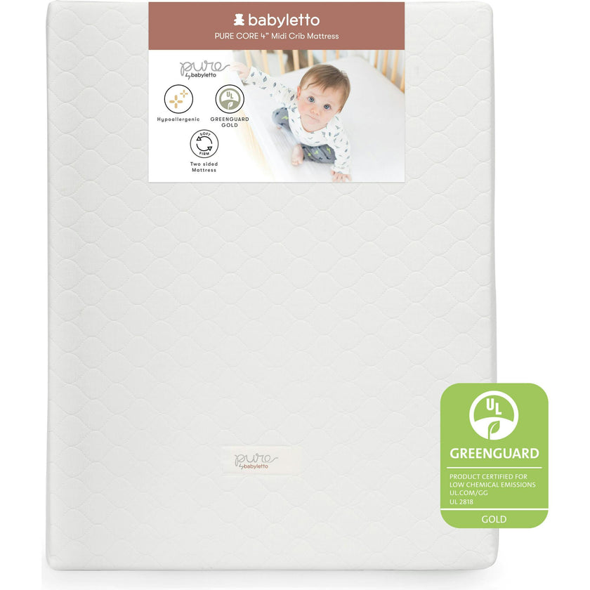 Pure Core Midi Crib Mattress w/ Hybrid Quilted Waterproof Cover (Lightweight)