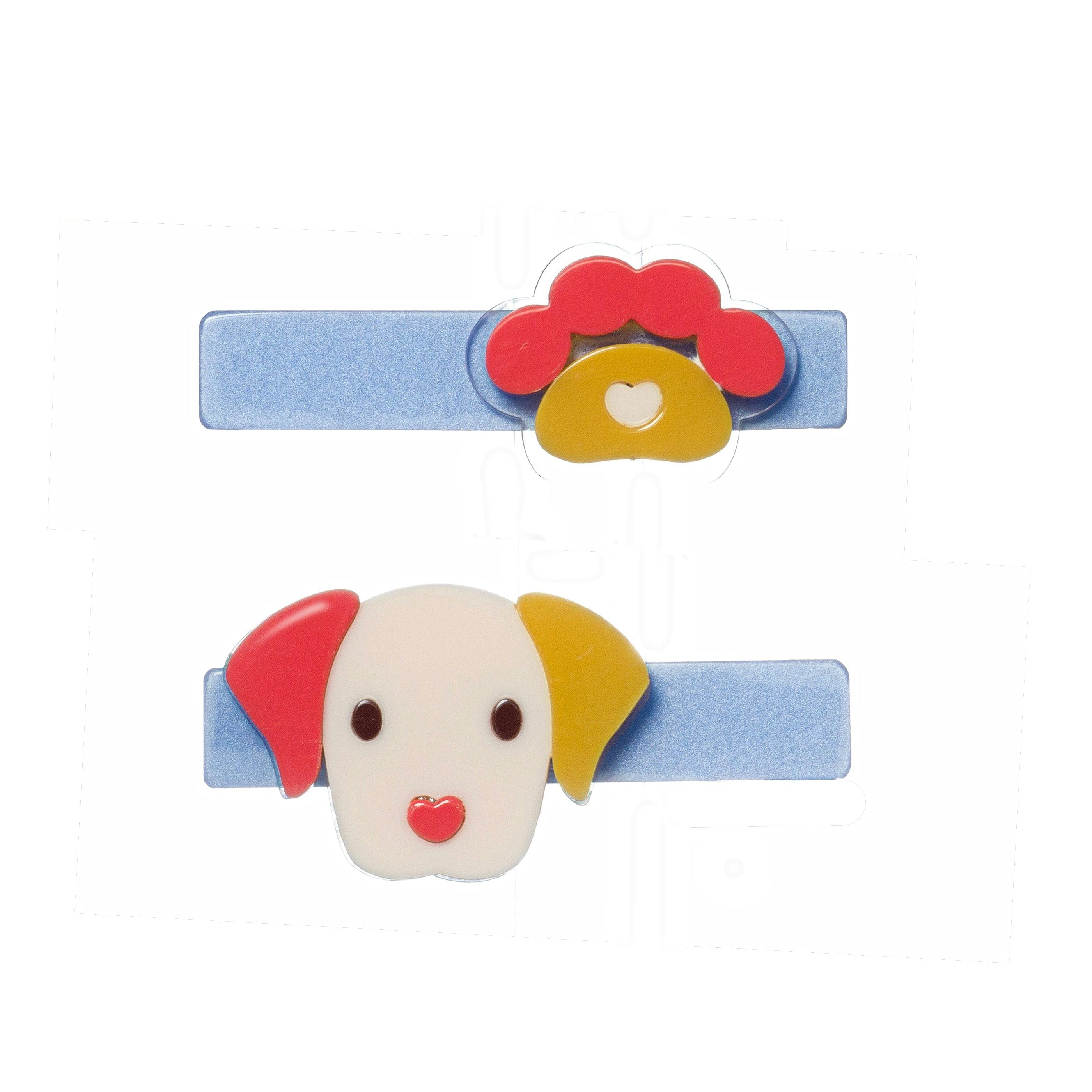Puppy Paw Blue Red Hair Clips -BTS