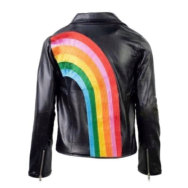 Happy Rainbow Vegan Leather Jacket