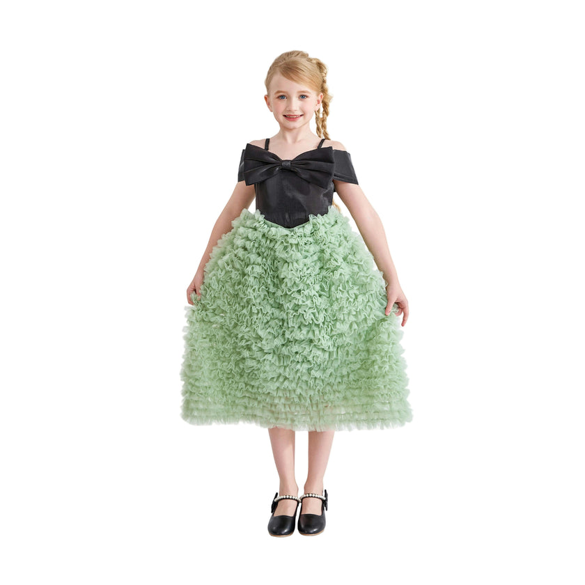 Black & Green Marcella Bow Dress