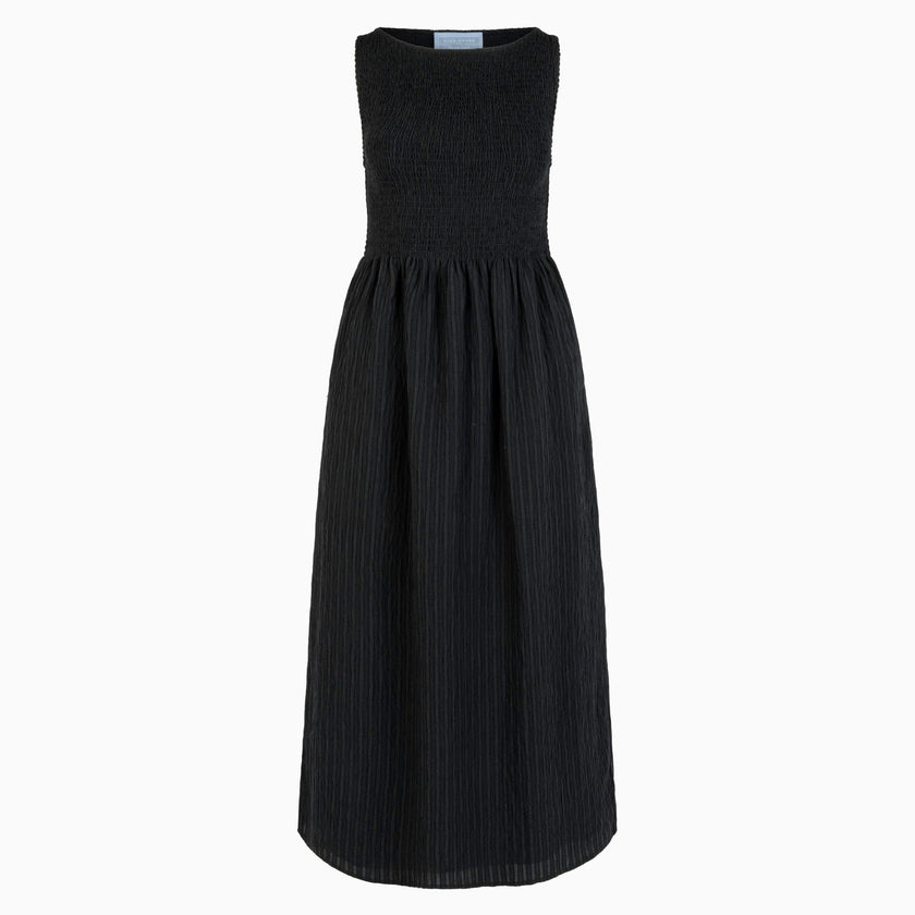 The Cosima Nap Dress - Black Tonal Seersucker