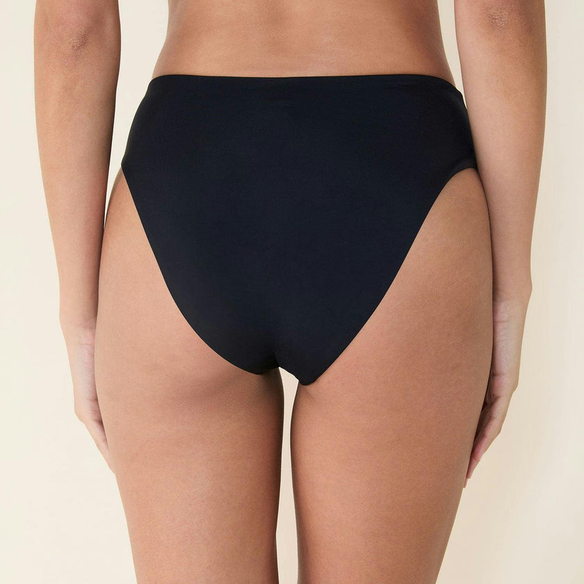The 90s High Waist Bikini Bottom - Eco Nylon - Black