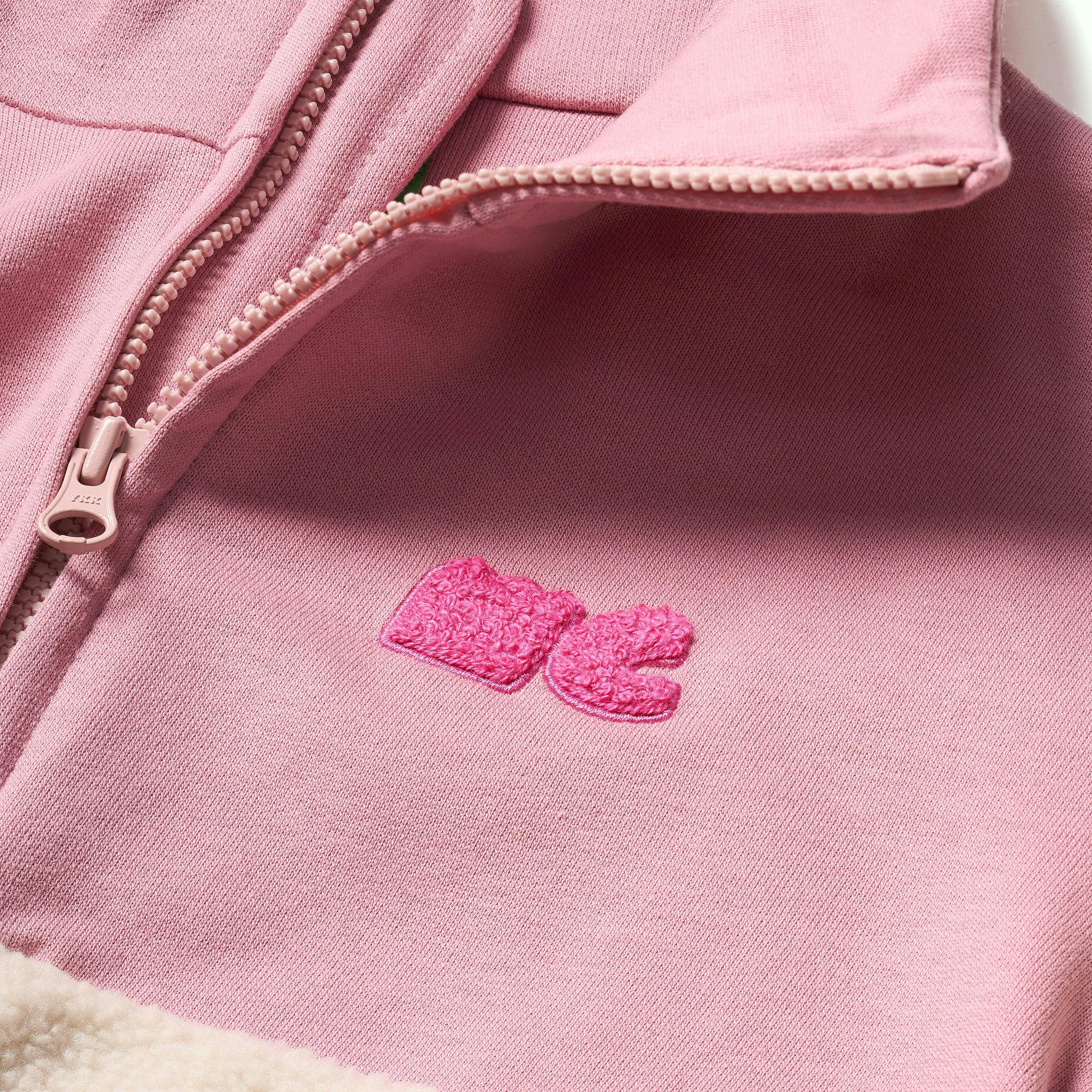 Recycled Cotton And Sherpa Pink Zipup