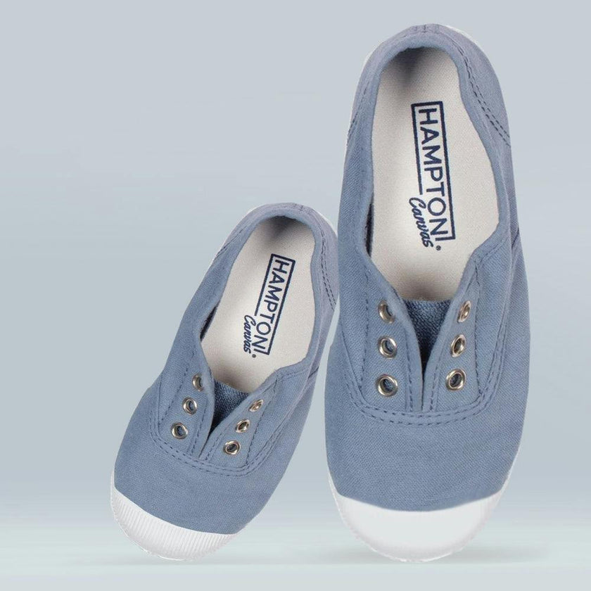 Hampton Canvas Plum Plimsolls in Steel Blue