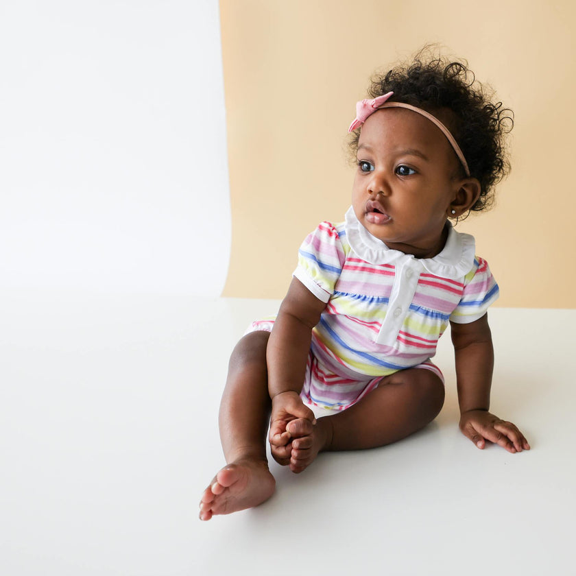 Rainbow Stripe Collared Romper