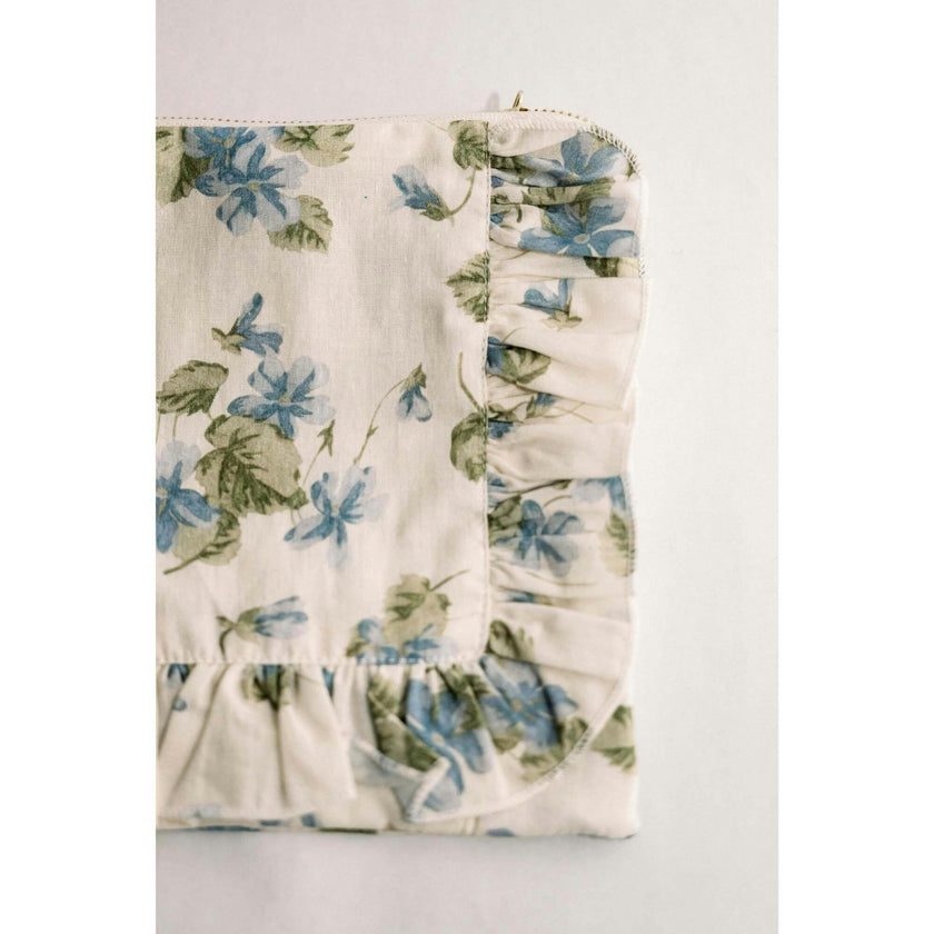 Cornflower Lane Timeless Floral Ruffle Zipper Pouch