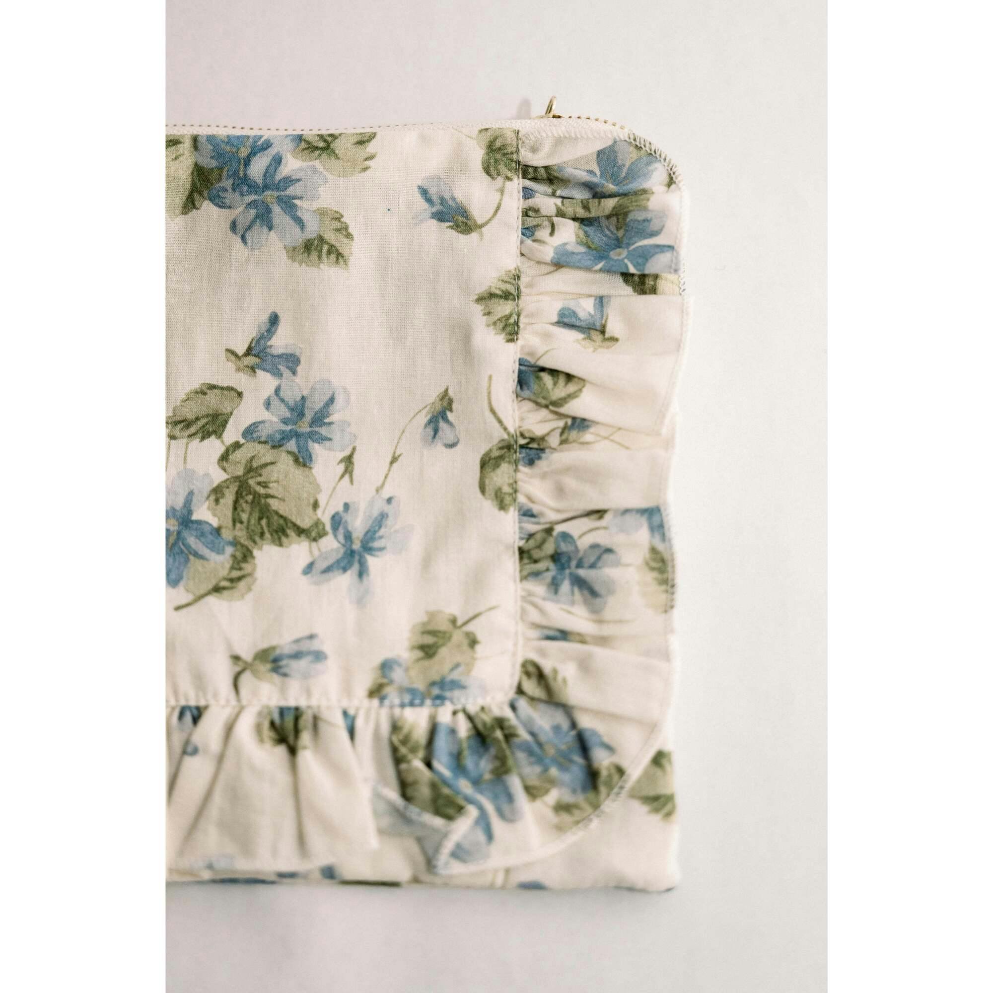 Cornflower Lane Timeless Floral Ruffle Zipper Pouch