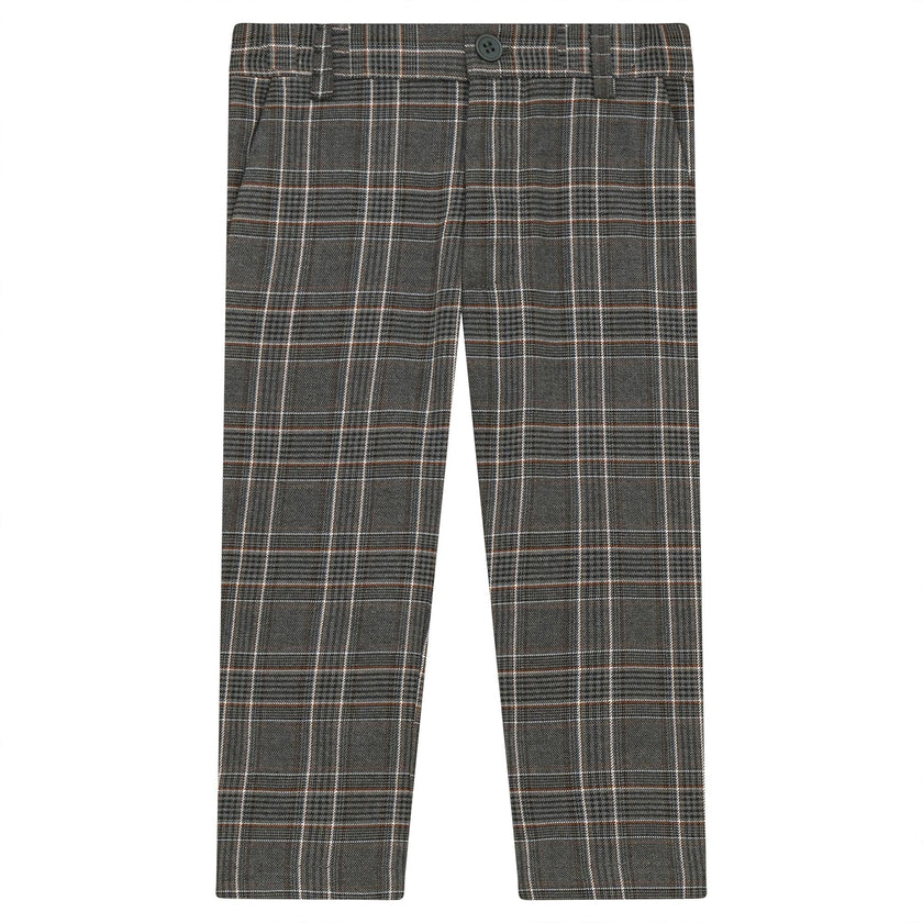 Woven Plaid Long Pants Beige